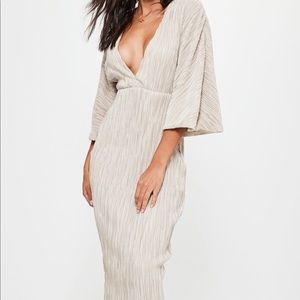 Misguided nude flared plunge dress